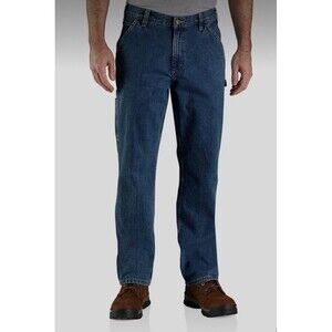Carhartt Men’s 38/30 Relaxed Fit Blue Denim Straight Jeans Carpenter Pockets